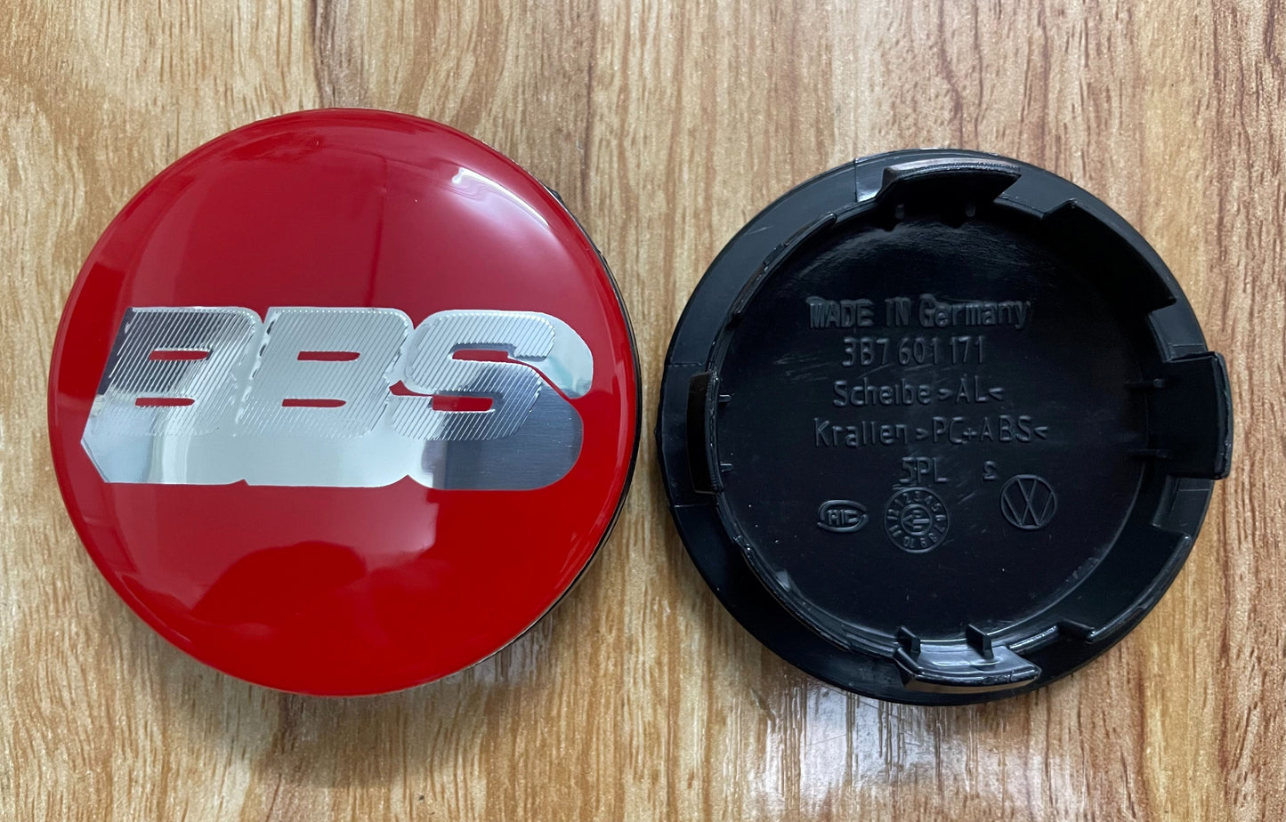 65mm Nabenkappen für BBS Felgen – Rot/Silber