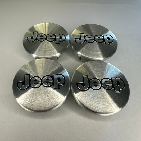 4x Jeep kompatible Nabendeckel 56mm Silber
