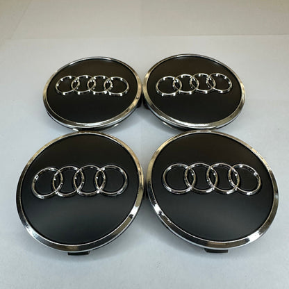 4x Audi kompatible Nabendeckel 61mm matt Schwarz